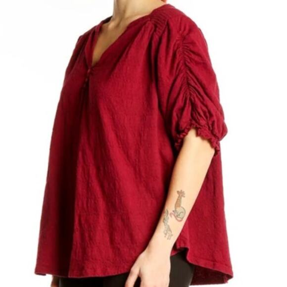 Free People ruched sleeve top, womens oversize xs short sleeve peasant blouse - Picture 11 of 12